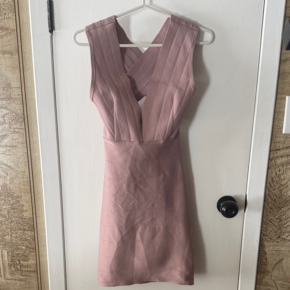 Fashion Nova Mauve Bodycon Cross-Back Mini Dress